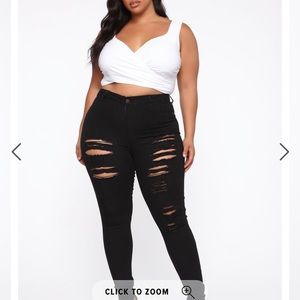 Fashion Nova ripped high waisted skinny jeans